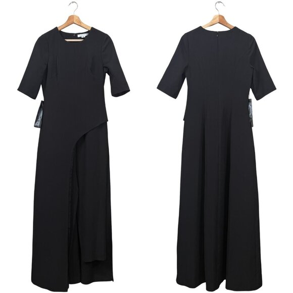 Kay Unger Davina Walk Thru Jumpsuit Women's 6 Black Formal Cocktail Party NWT - Picture 3 of 16